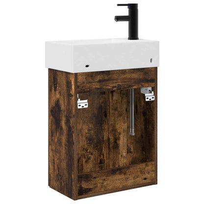 Mobile bagno con rubinetto Rovere Fumo 45,5 x 22,5 x 84 cm | homemem39