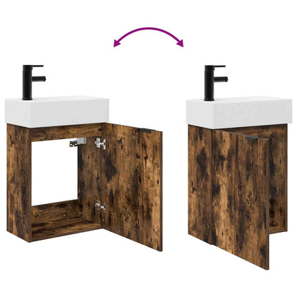 Mobile bagno con rubinetto Rovere Fumo 45,5 x 22,5 x 84 cm | homemem39