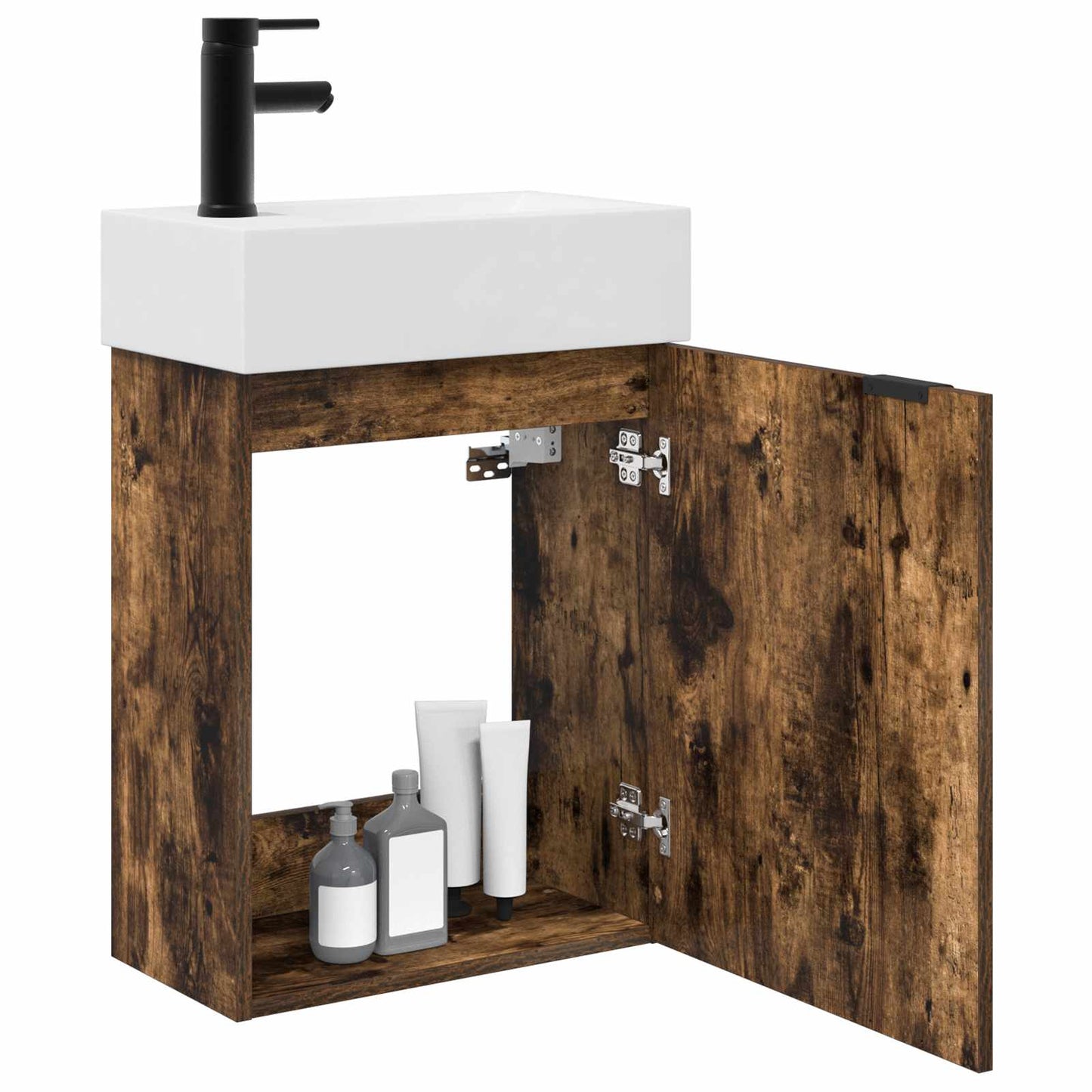 Mobile bagno con rubinetto Rovere Fumo 45,5 x 22,5 x 84 cm | homemem39