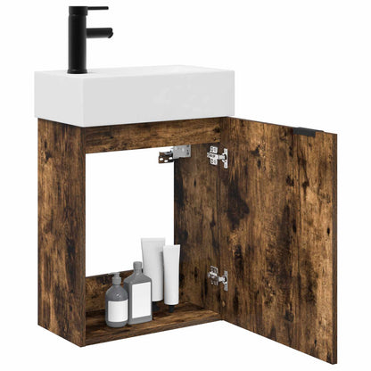 Mobile bagno con rubinetto Rovere Fumo 45,5 x 22,5 x 84 cm | homemem39