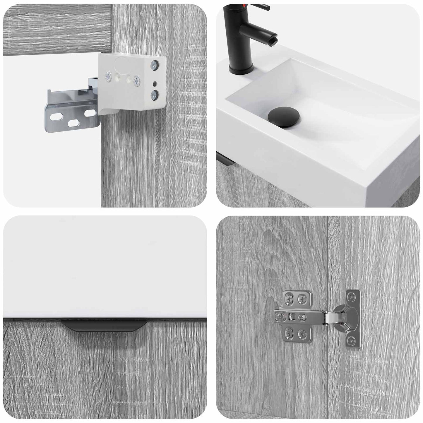Mobile bagno con rubinetto Sonoma grigio 45,5 x 22,5 x 84 cm | homemem39