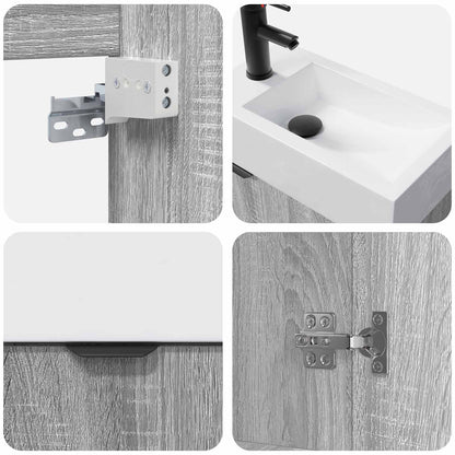 Mobile bagno con rubinetto Sonoma grigio 45,5 x 22,5 x 84 cm | homemem39