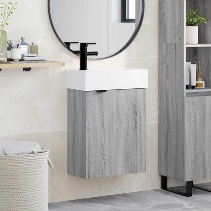 Mobile bagno con rubinetto Sonoma grigio 45,5 x 22,5 x 84 cm | homemem39