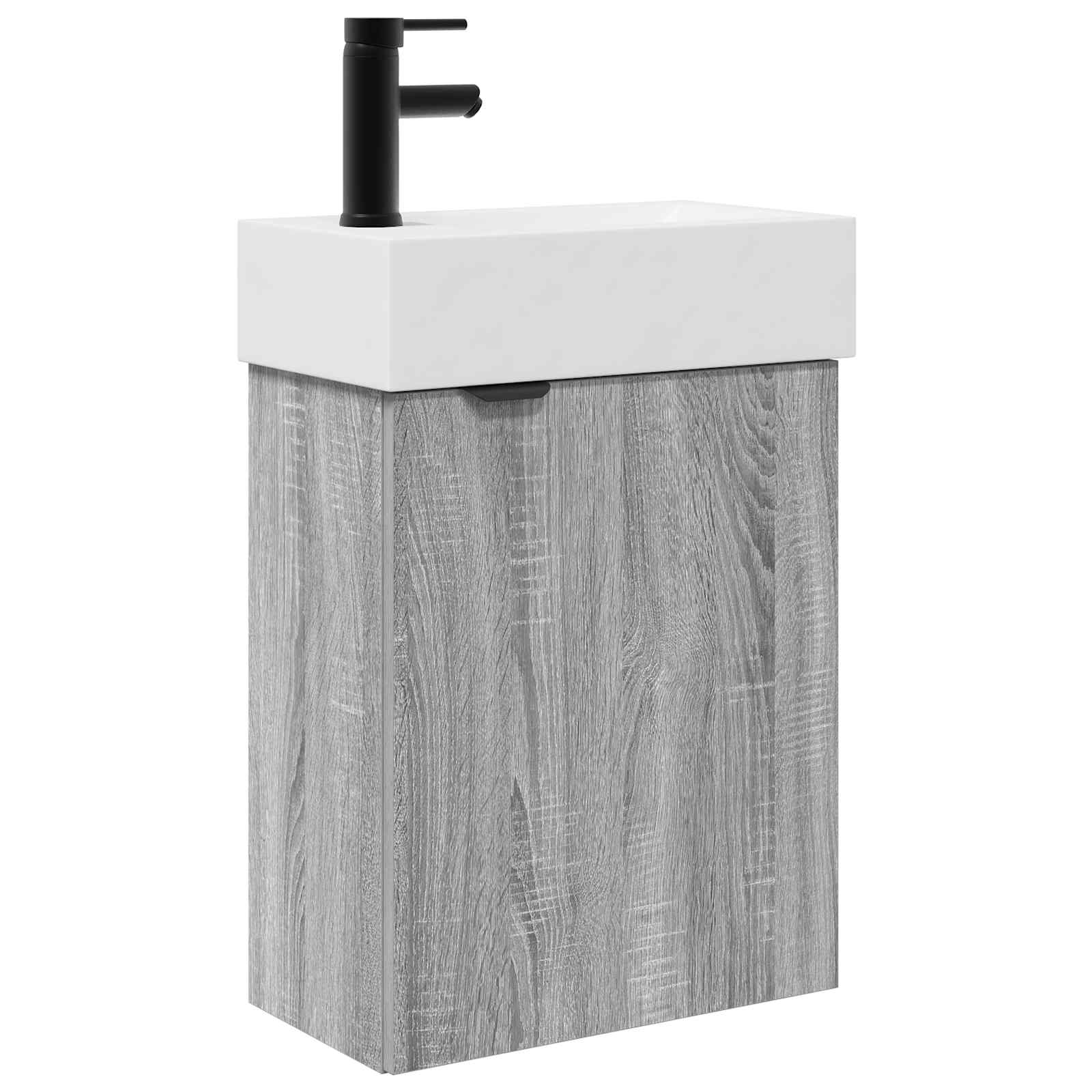 Mobile bagno con rubinetto Sonoma grigio 45,5 x 22,5 x 84 cm | homemem39