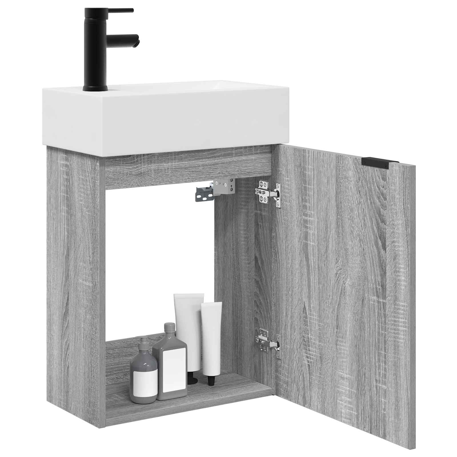 Mobile bagno con rubinetto Sonoma grigio 45,5 x 22,5 x 84 cm | homemem39