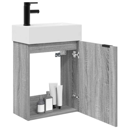 Mobile bagno con rubinetto Sonoma grigio 45,5 x 22,5 x 84 cm | homemem39