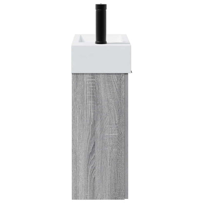 Mobile bagno con rubinetto Sonoma grigio 45,5 x 22,5 x 84 cm | homemem39