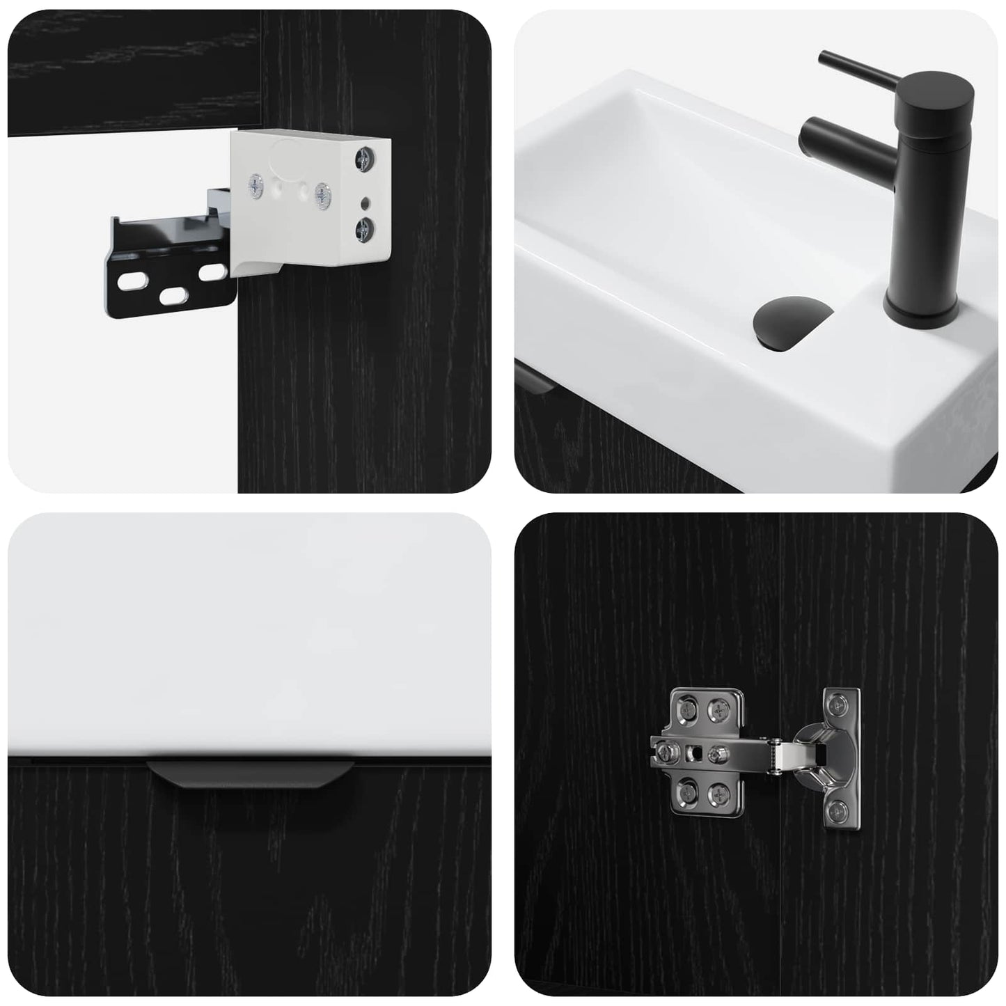 Mobile bagno con rubinetto Rovere Nero 45,5 x 22,5 x 84 cm | homemem39