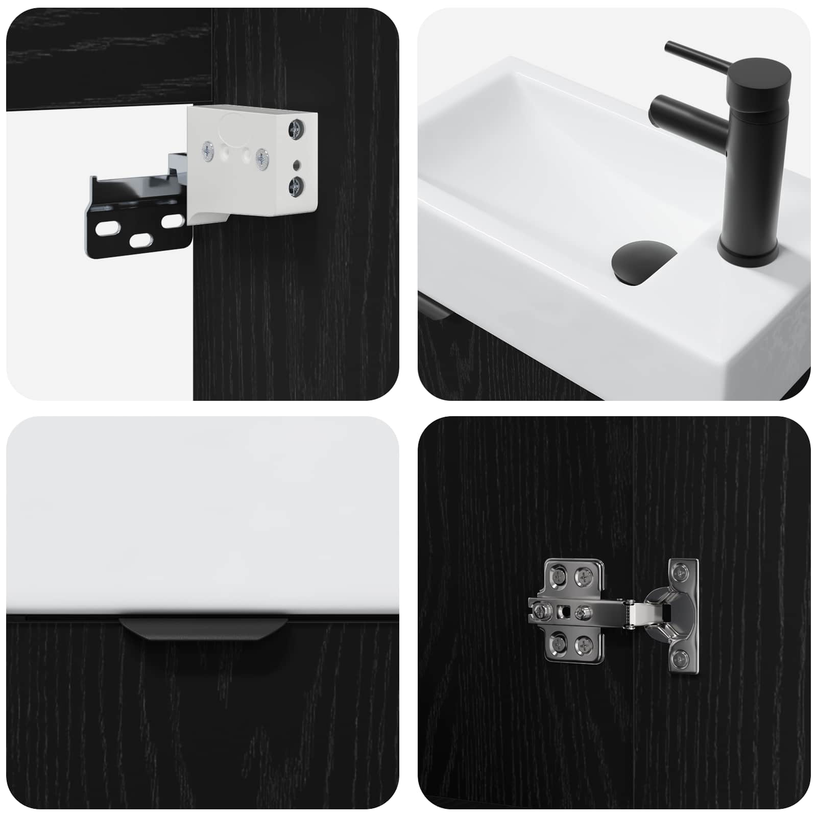 Mobile bagno con rubinetto Rovere Nero 45,5 x 22,5 x 84 cm | homemem39
