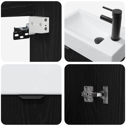 Mobile bagno con rubinetto Rovere Nero 45,5 x 22,5 x 84 cm | homemem39