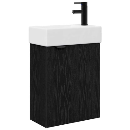Mobile bagno con rubinetto Rovere Nero 45,5 x 22,5 x 84 cm | homemem39