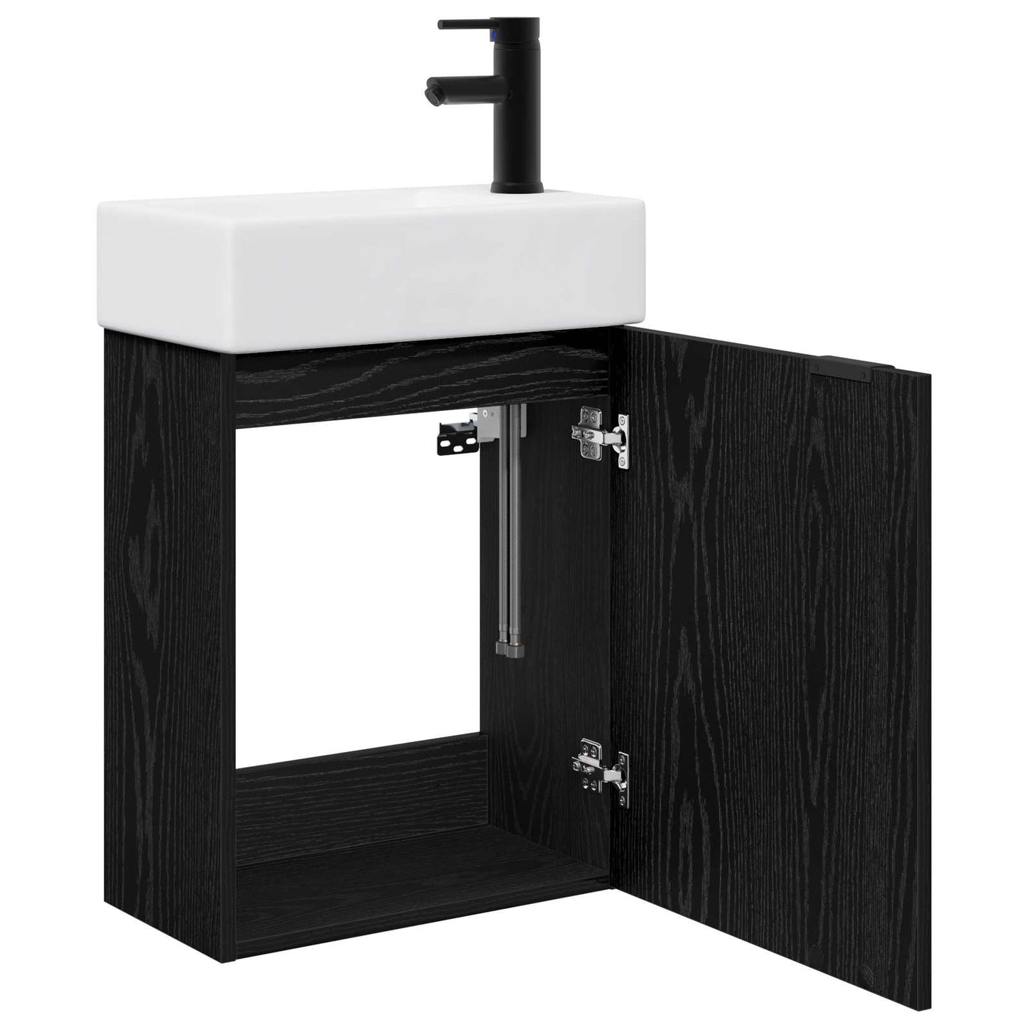 Mobile bagno con rubinetto Rovere Nero 45,5 x 22,5 x 84 cm | homemem39