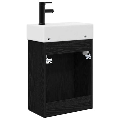 Mobile bagno con rubinetto Rovere Nero 45,5 x 22,5 x 84 cm | homemem39