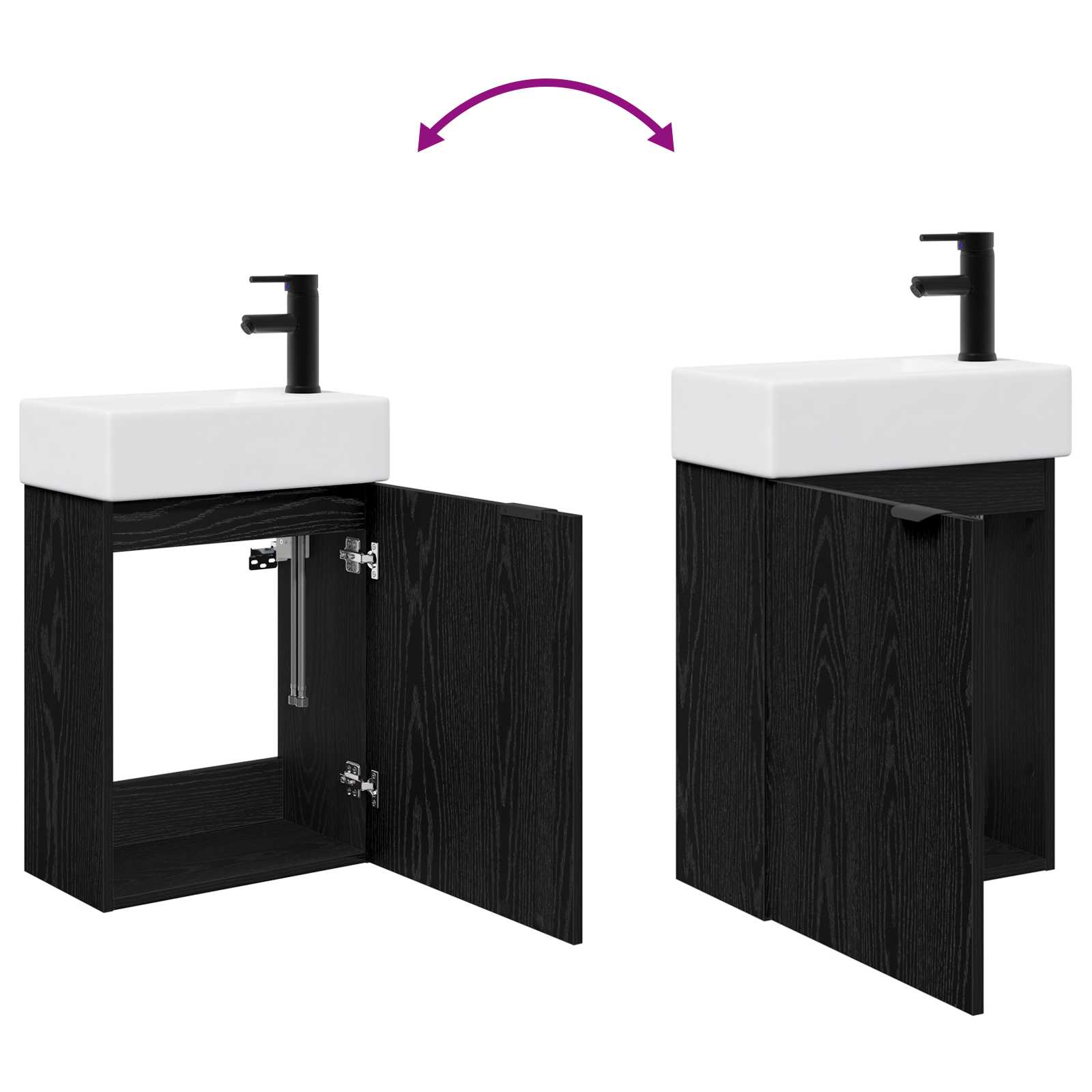 Mobile bagno con rubinetto Rovere Nero 45,5 x 22,5 x 84 cm | homemem39