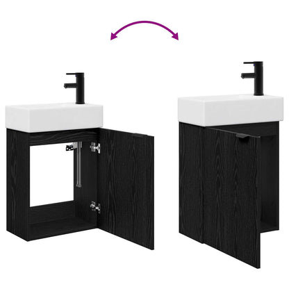 Mobile bagno con rubinetto Rovere Nero 45,5 x 22,5 x 84 cm | homemem39
