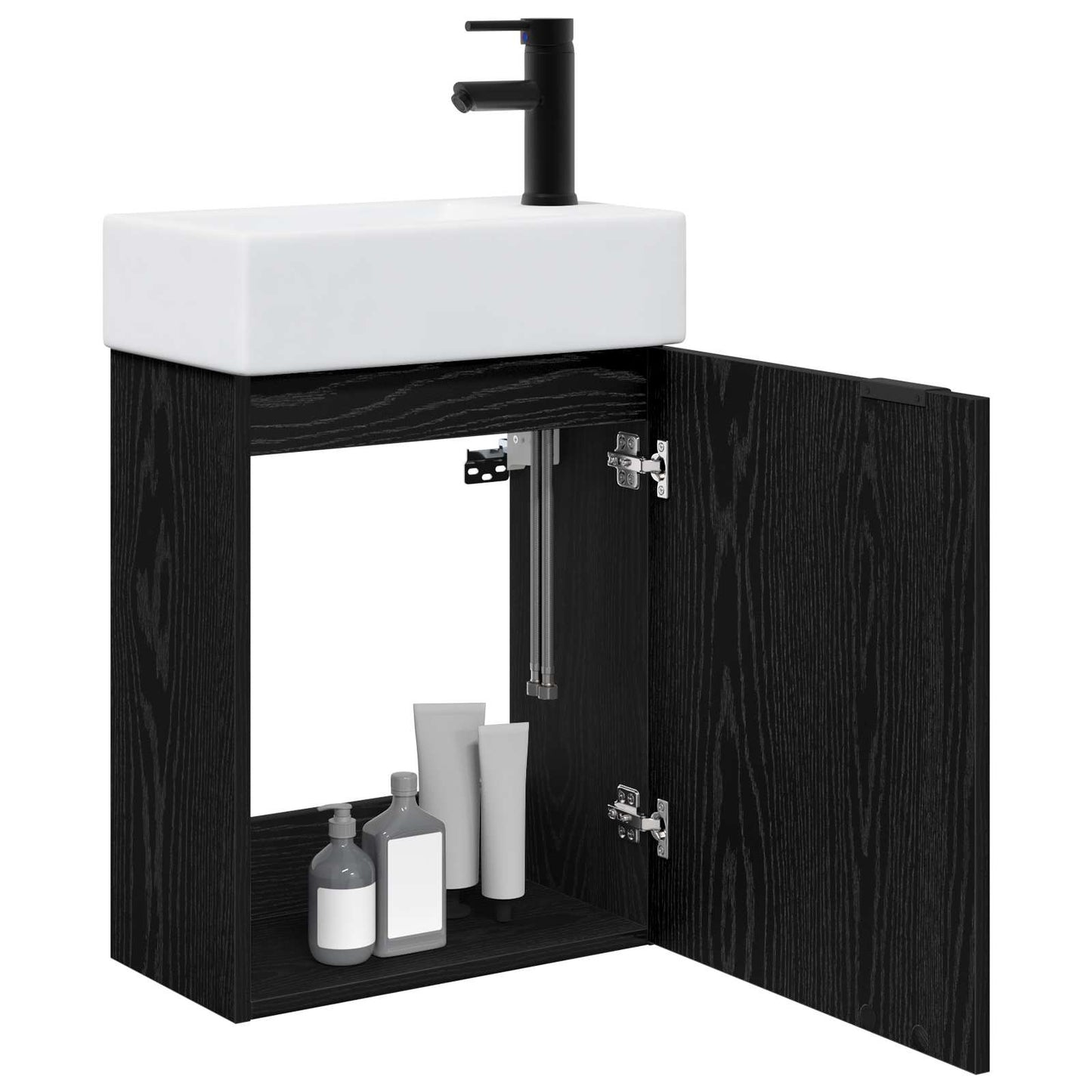 Mobile bagno con rubinetto Rovere Nero 45,5 x 22,5 x 84 cm | homemem39