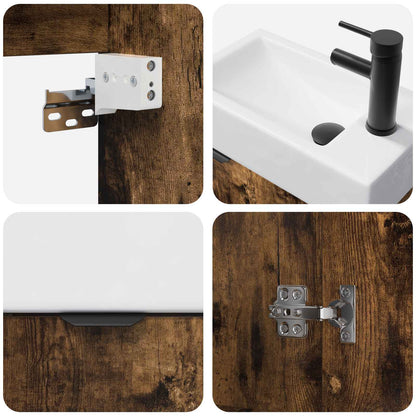Mobile bagno con rubinetto Rovere Fumo 45,5 x 22,5 x 84 cm | homemem39