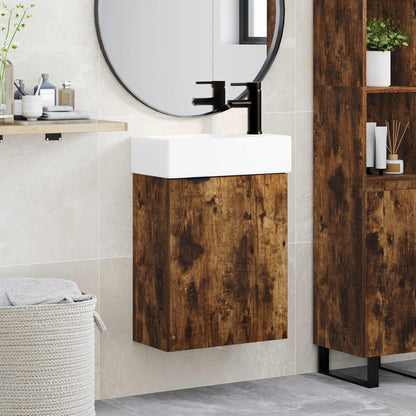 Mobile bagno con rubinetto Rovere Fumo 45,5 x 22,5 x 84 cm