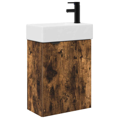 Mobile bagno con rubinetto Rovere Fumo 45,5 x 22,5 x 84 cm | homemem39