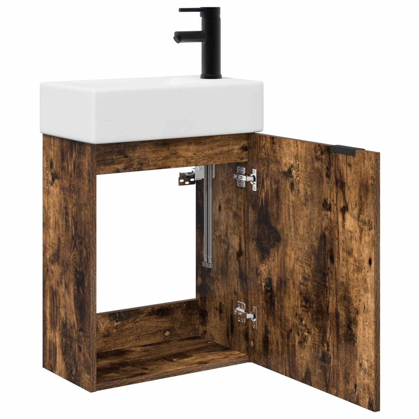 Mobile bagno con rubinetto Rovere Fumo 45,5 x 22,5 x 84 cm | homemem39