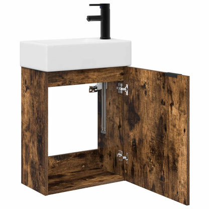Mobile bagno con rubinetto Rovere Fumo 45,5 x 22,5 x 84 cm | homemem39