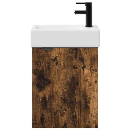 Mobile bagno con rubinetto Rovere Fumo 45,5 x 22,5 x 84 cm | homemem39