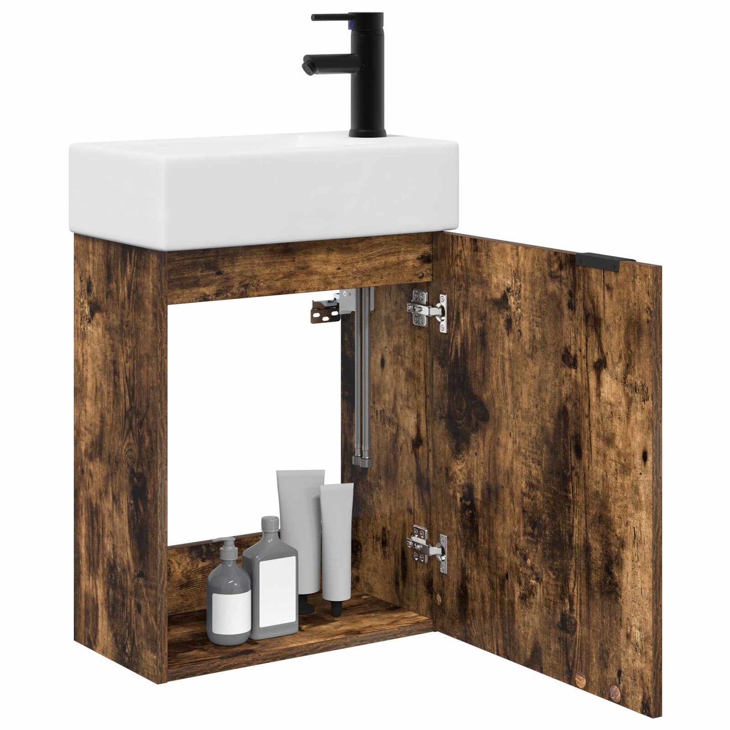 Mobile bagno con rubinetto Rovere Fumo 45,5 x 22,5 x 84 cm