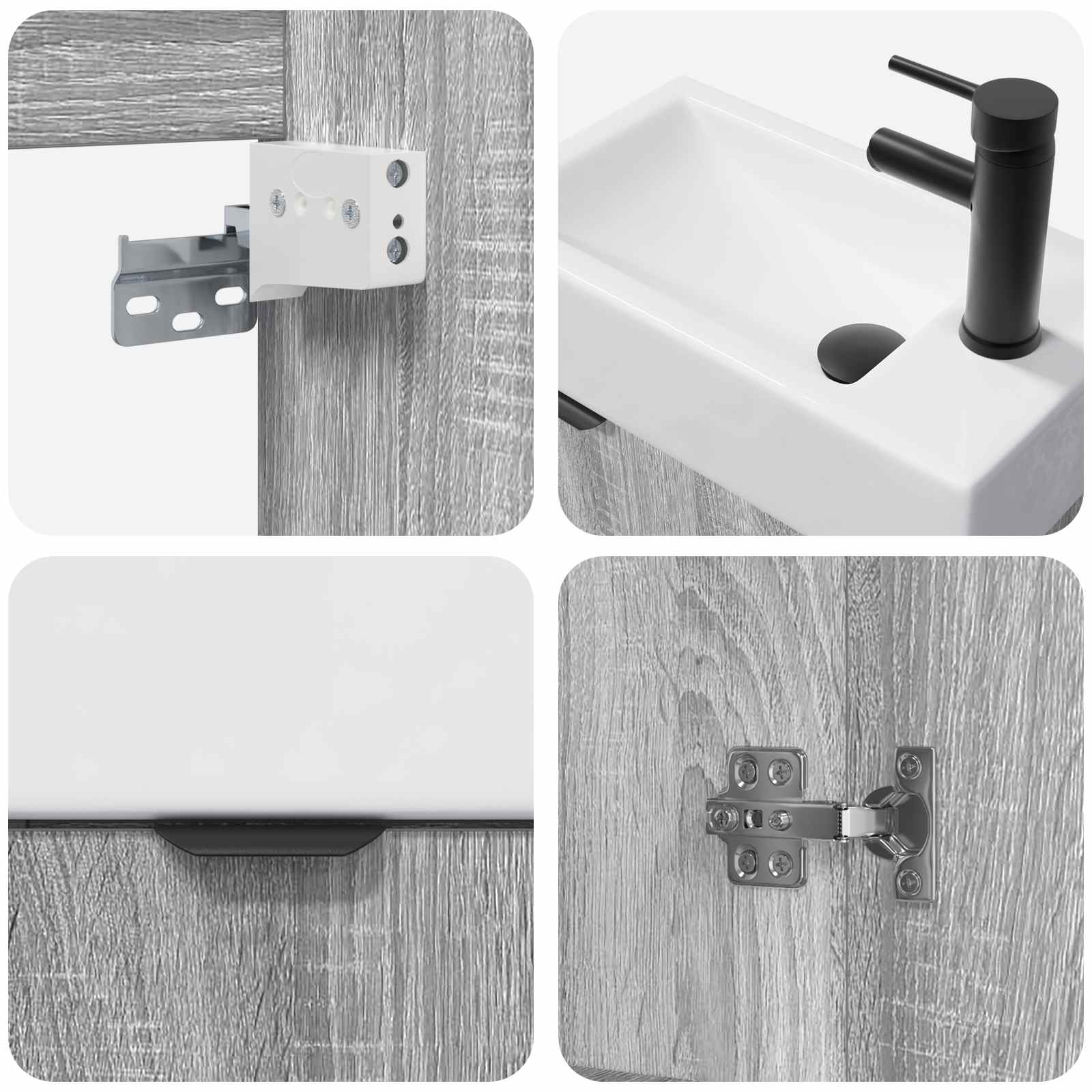 Mobile bagno con rubinetto Sonoma grigio 45,5 x 22,5 x 84 cm | homemem39