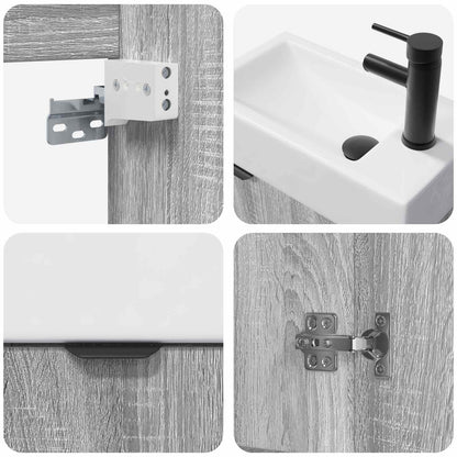 Mobile bagno con rubinetto Sonoma grigio 45,5 x 22,5 x 84 cm | homemem39