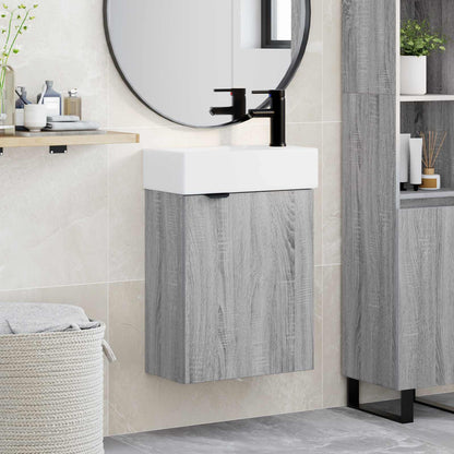 Mobile bagno con rubinetto Sonoma grigio 45,5 x 22,5 x 84 cm | homemem39