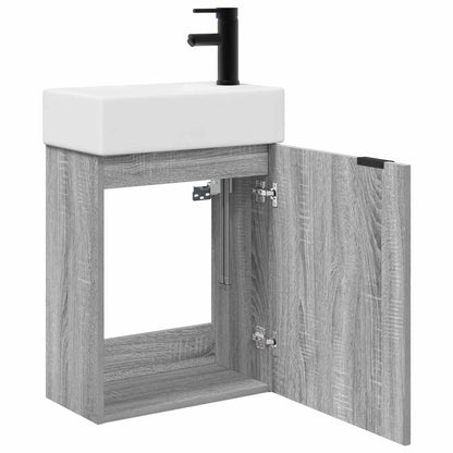 Mobile bagno con rubinetto Sonoma grigio 45,5 x 22,5 x 84 cm | homemem39