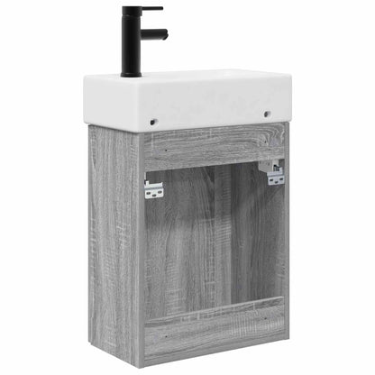 Mobile bagno con rubinetto Sonoma grigio 45,5 x 22,5 x 84 cm | homemem39