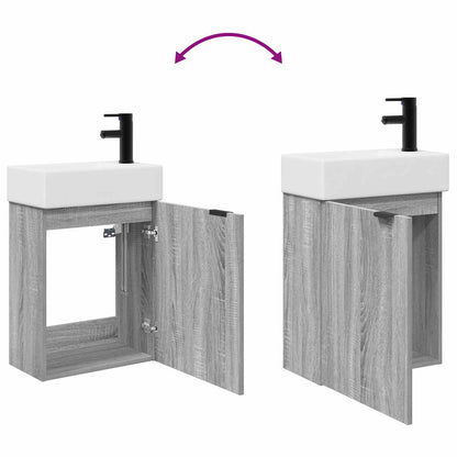 Mobile bagno con rubinetto Sonoma grigio 45,5 x 22,5 x 84 cm | homemem39
