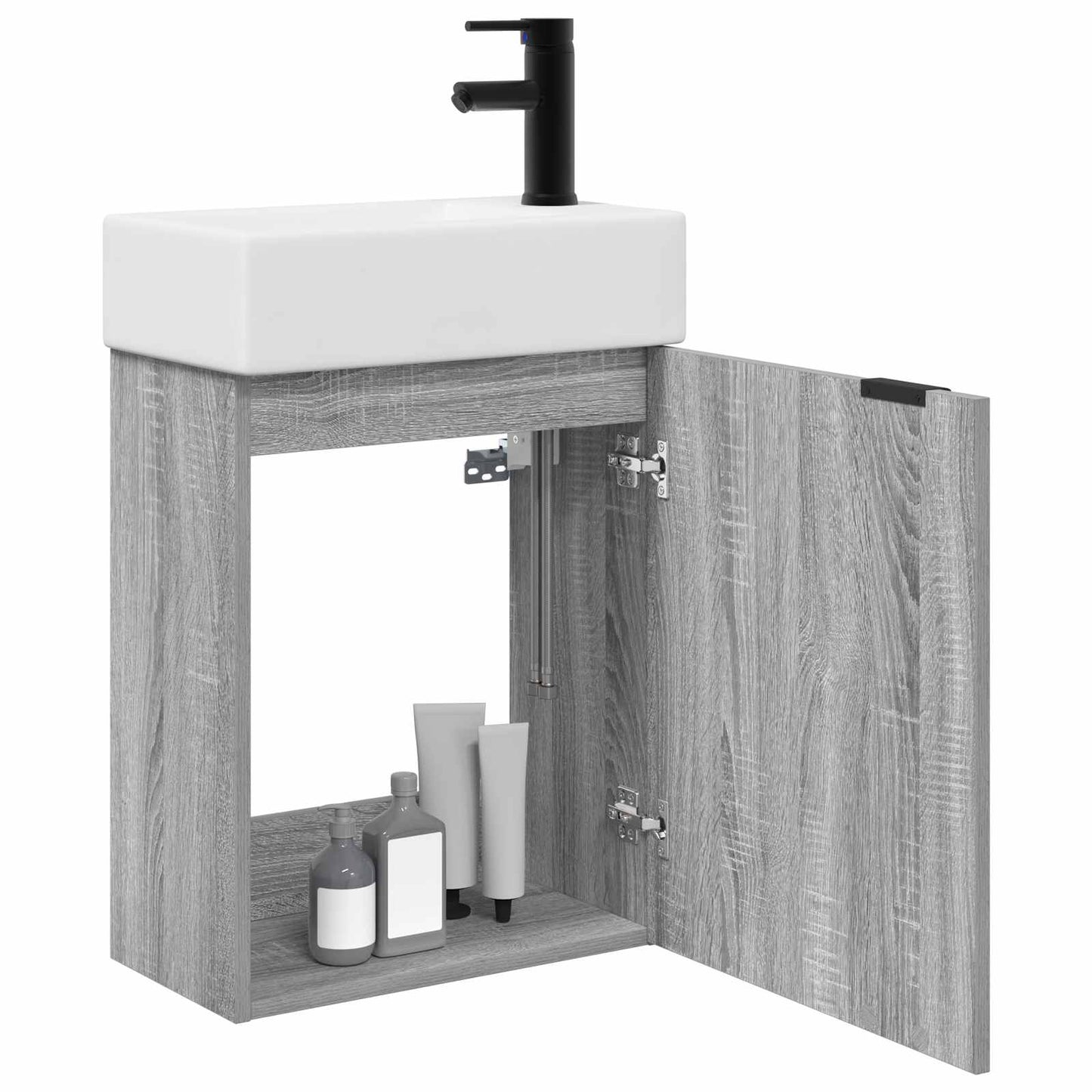 Mobile bagno con rubinetto Sonoma grigio 45,5 x 22,5 x 84 cm | homemem39