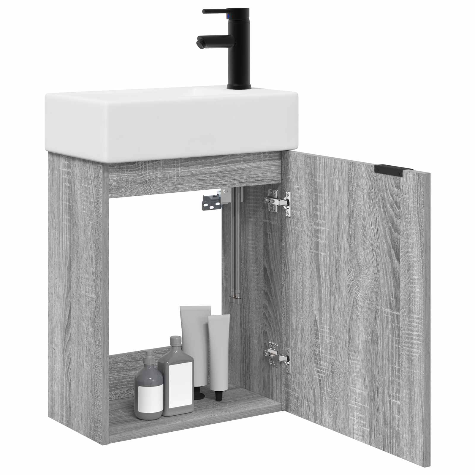 Mobile bagno con rubinetto Sonoma grigio 45,5 x 22,5 x 84 cm | homemem39