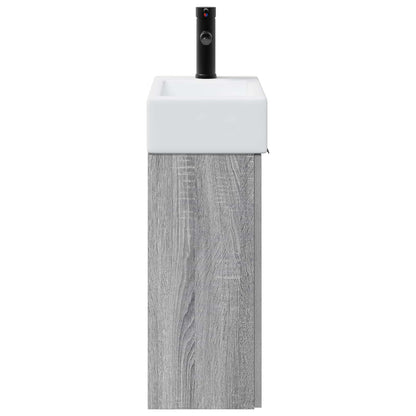 Mobile bagno con rubinetto Sonoma grigio 45,5 x 22,5 x 84 cm | homemem39
