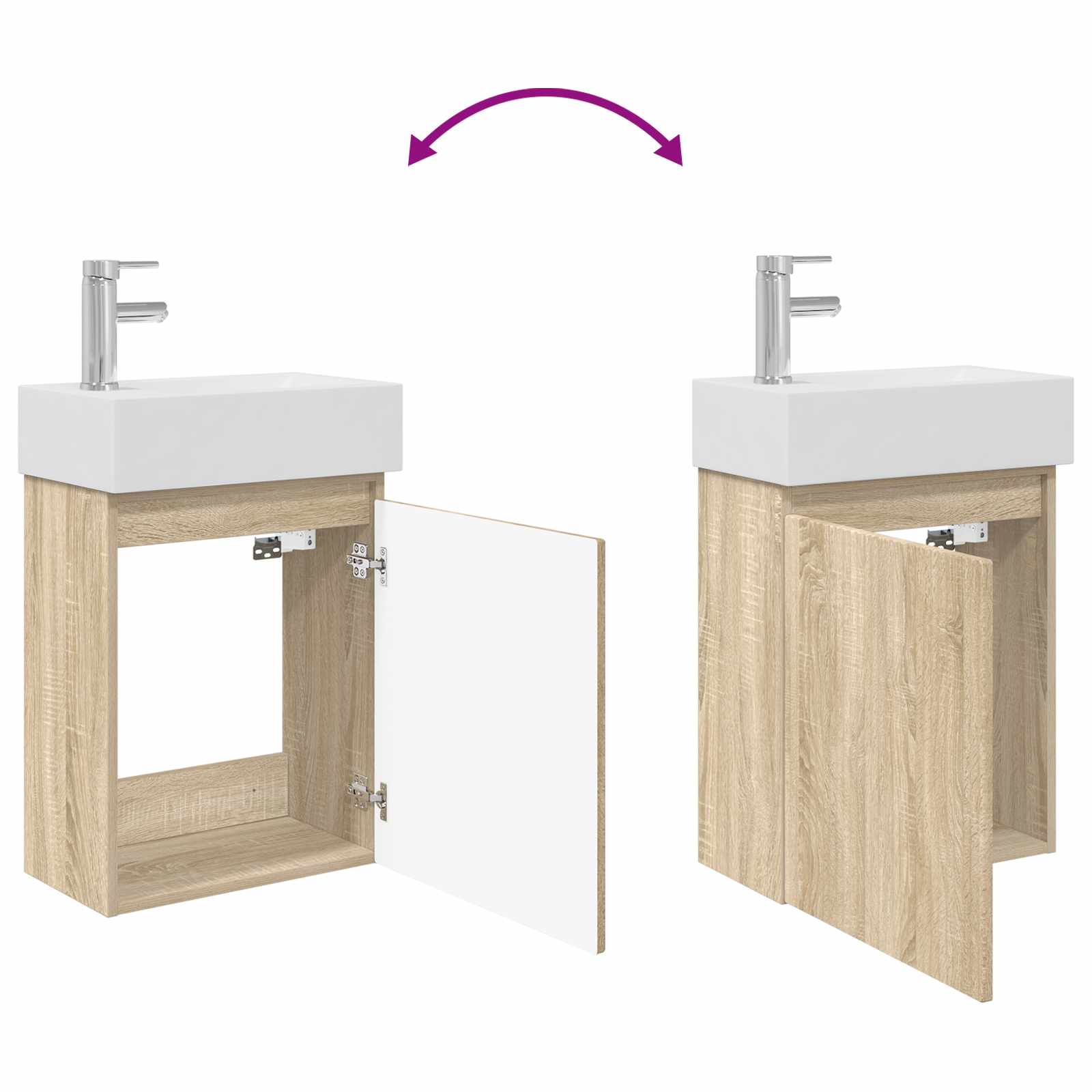 Mobile bagno con rubinetto Rovere Sonoma 45,5 x 22,5 x 84 cm | homemem39