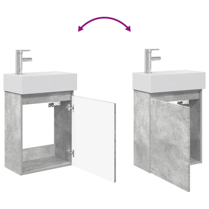 Mobile bagno con rubinetto Grigio Cemento 45,5 x 22,5 x 84 cm | homemem39