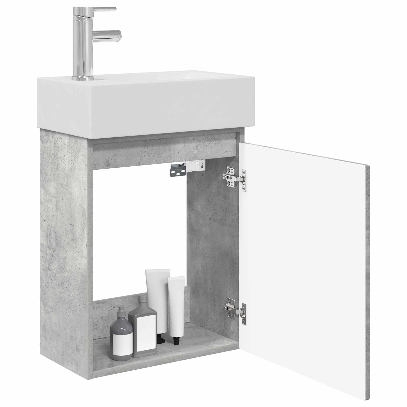 Mobile bagno con rubinetto Grigio Cemento 45,5 x 22,5 x 84 cm | homemem39