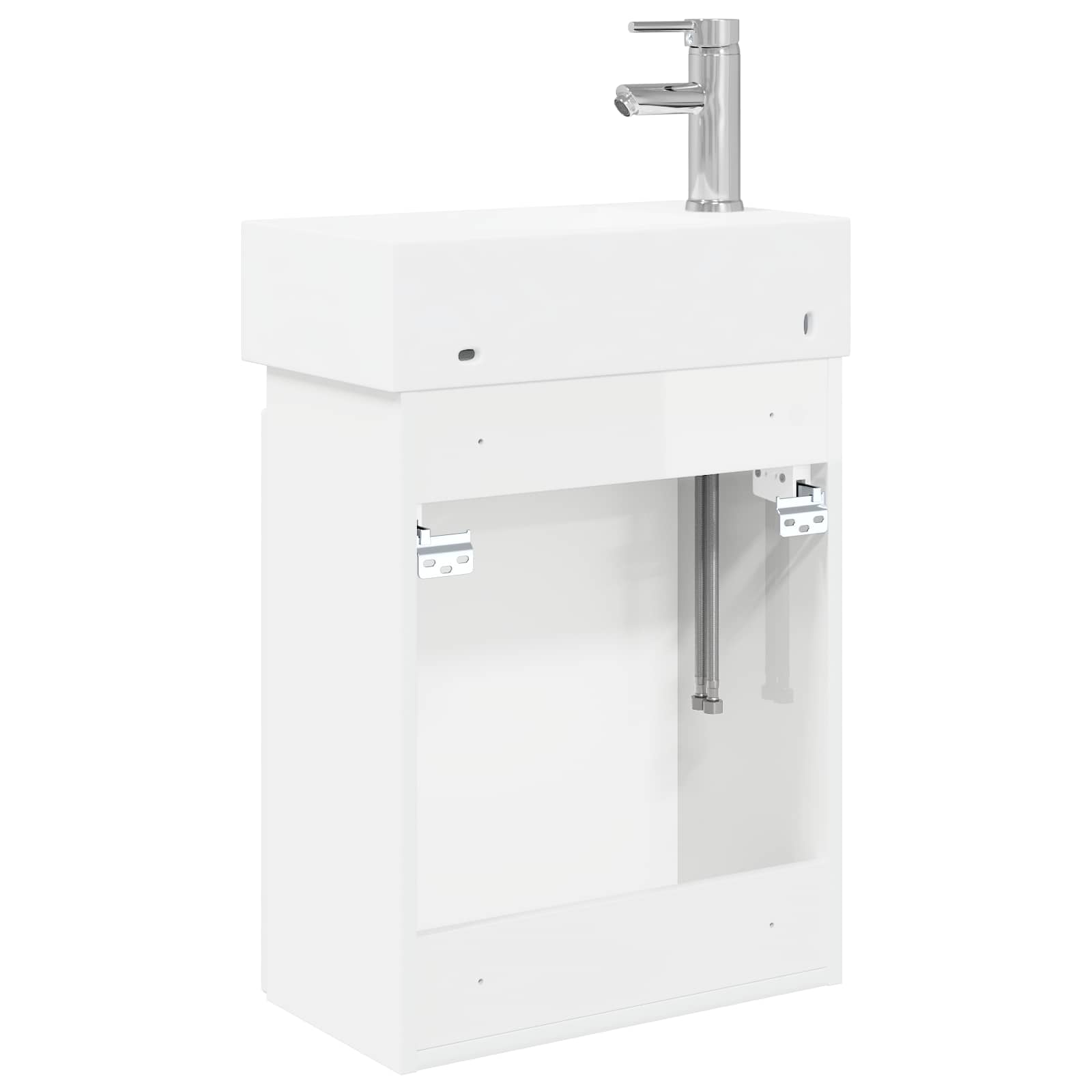 Mobile bagno con rubinetto Bianco Lucido 45,5 x 22,5 x 84 cm | homemem39