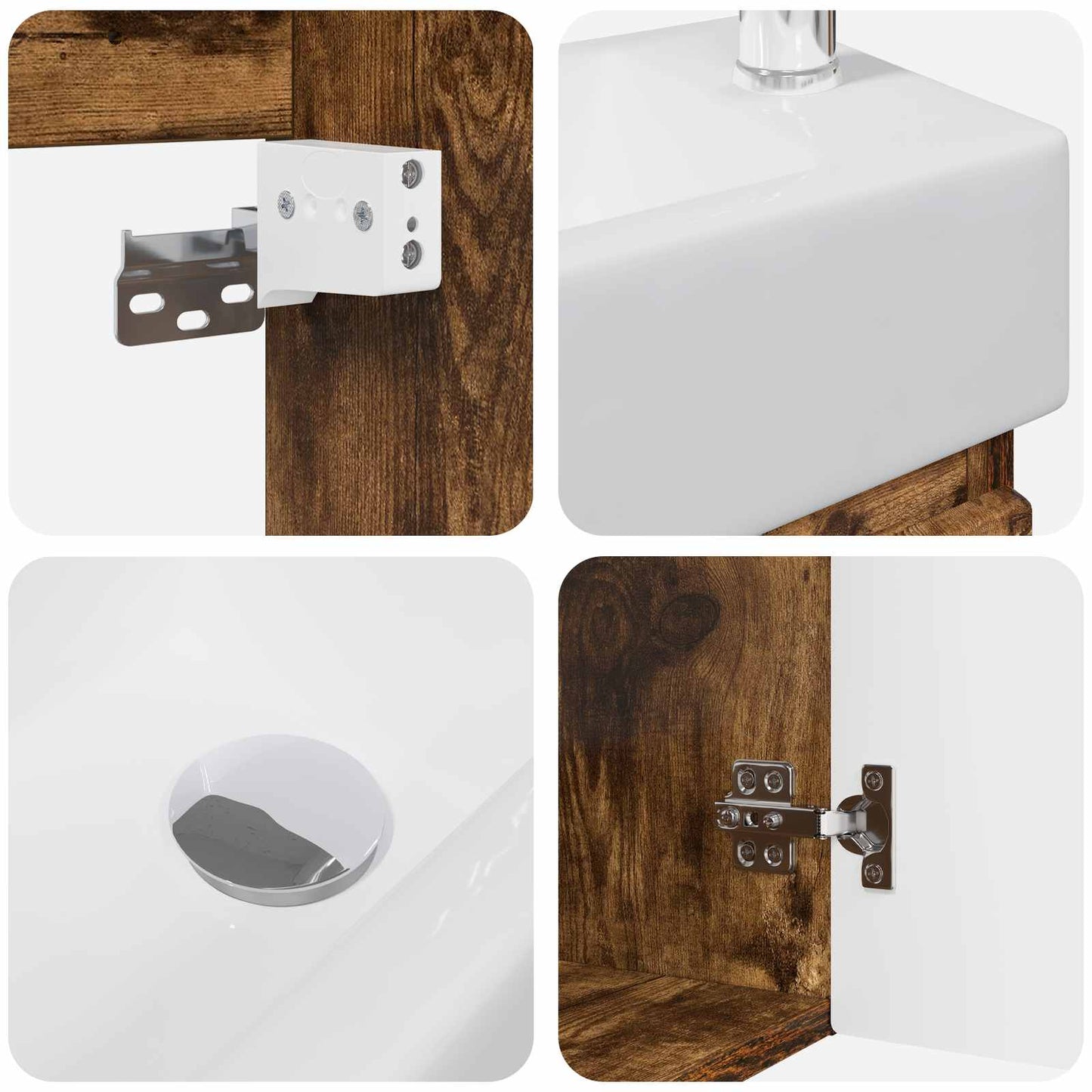 Mobile bagno con rubinetto Rovere Fumo 45,5 x 22,5 x 84 cm | homemem39