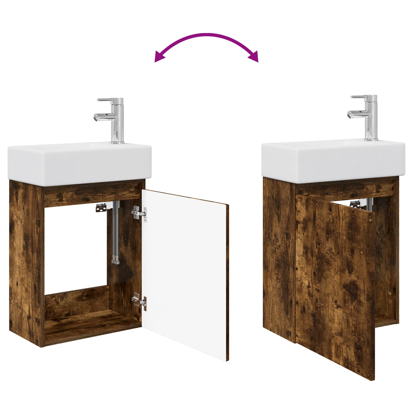 Mobile bagno con rubinetto Rovere Fumo 45,5 x 22,5 x 84 cm | homemem39