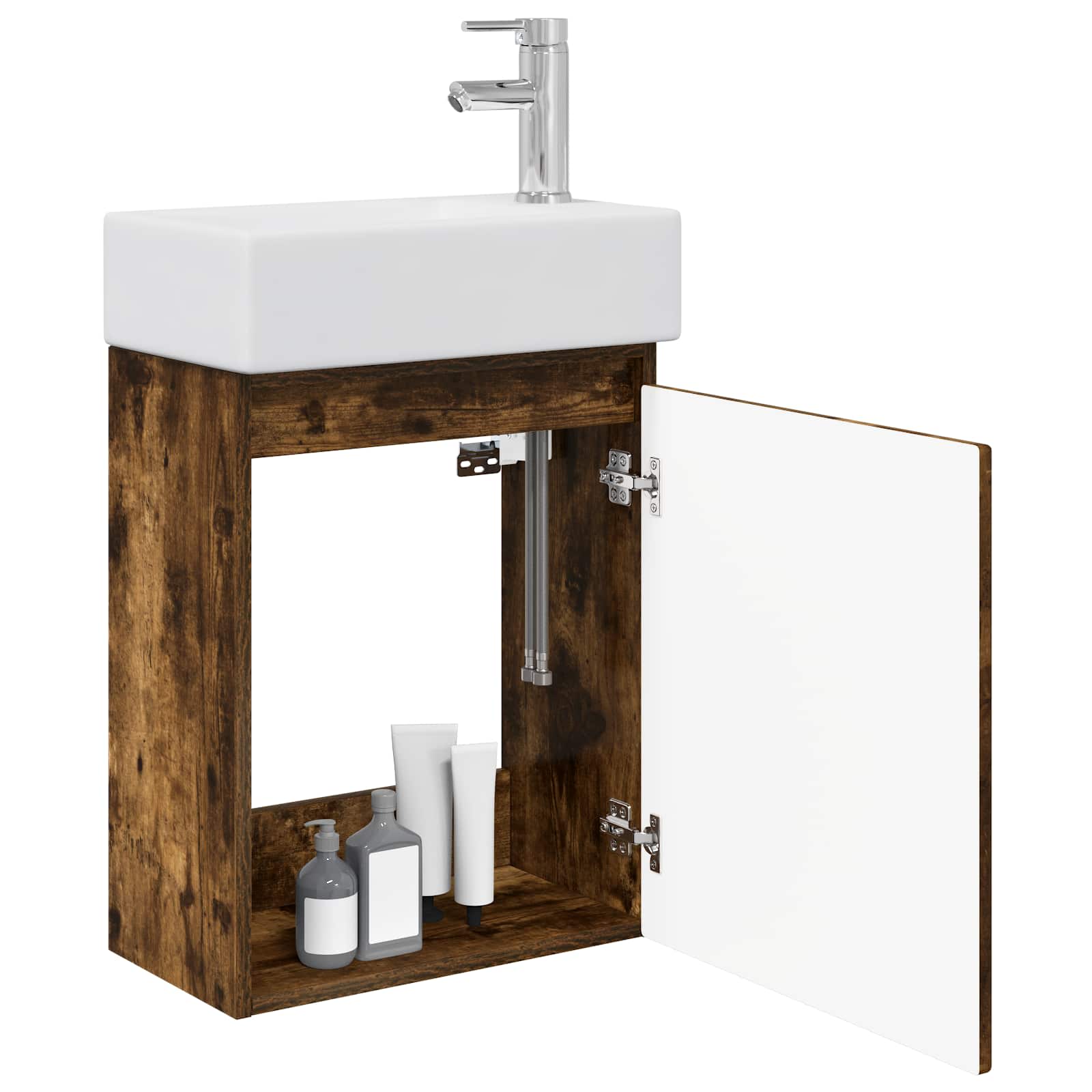 Mobile bagno con rubinetto Rovere Fumo 45,5 x 22,5 x 84 cm | homemem39