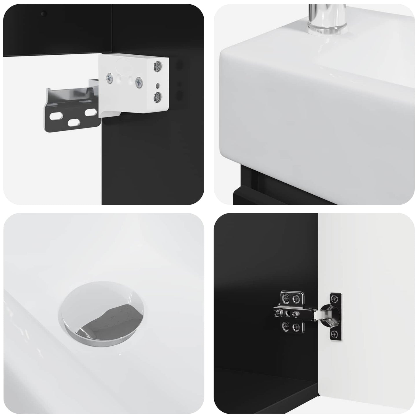Mobile bagno con rubinetto Nero 45,5 x 22,5 x 84 cm | homemem39