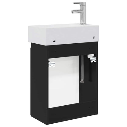 Mobile bagno con rubinetto Nero 45,5 x 22,5 x 84 cm | homemem39