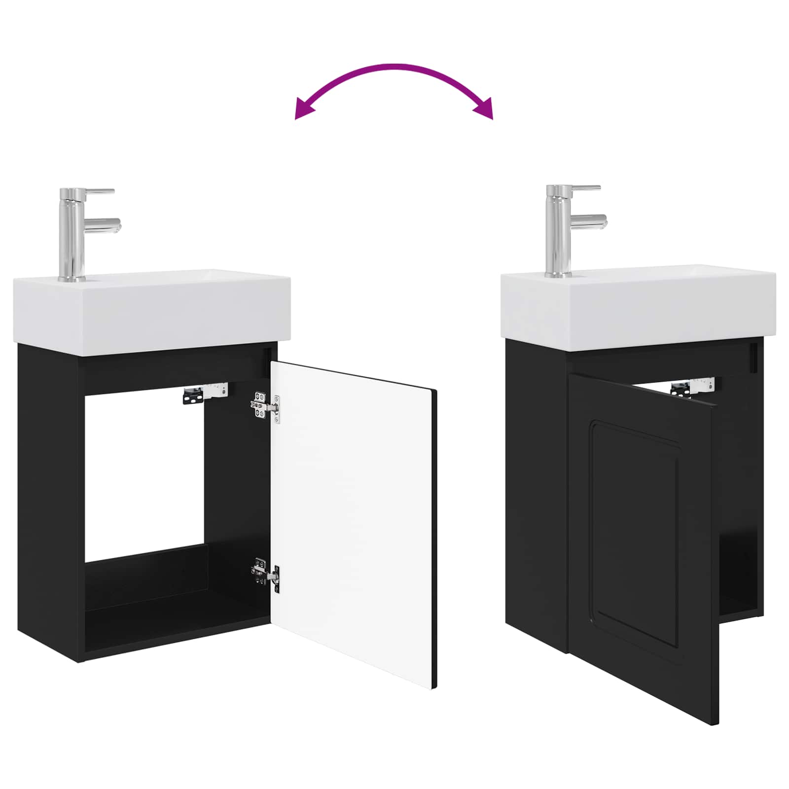 Mobile bagno con rubinetto Nero 45,5 x 22,5 x 84 cm | homemem39