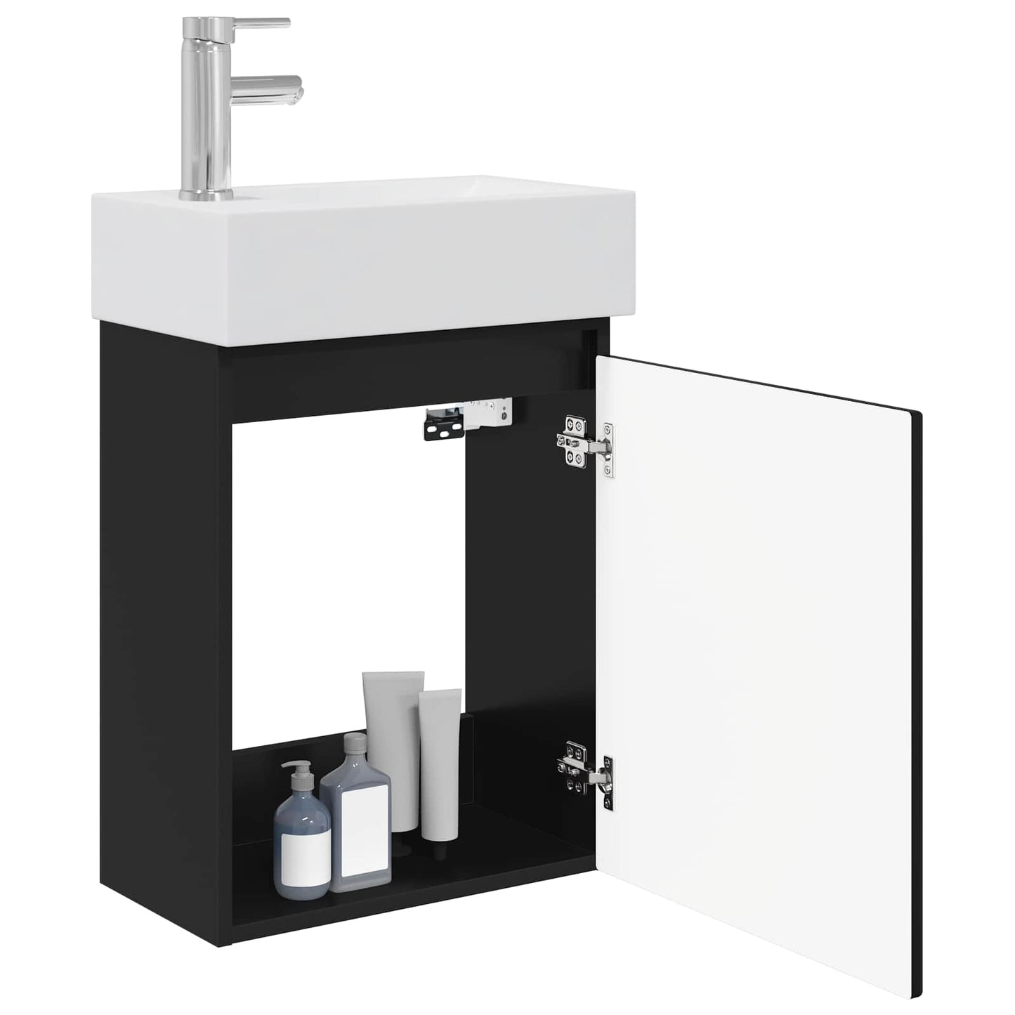Mobile bagno con rubinetto Nero 45,5 x 22,5 x 84 cm | homemem39
