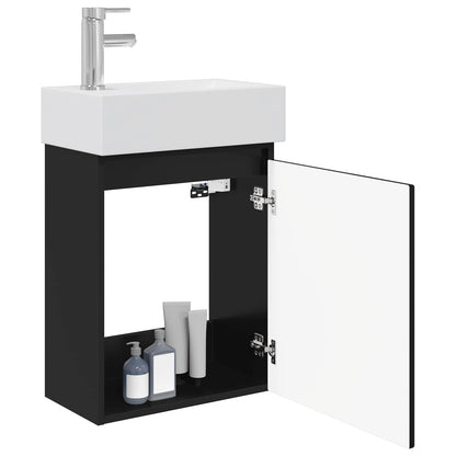 Mobile bagno con rubinetto Nero 45,5 x 22,5 x 84 cm | homemem39