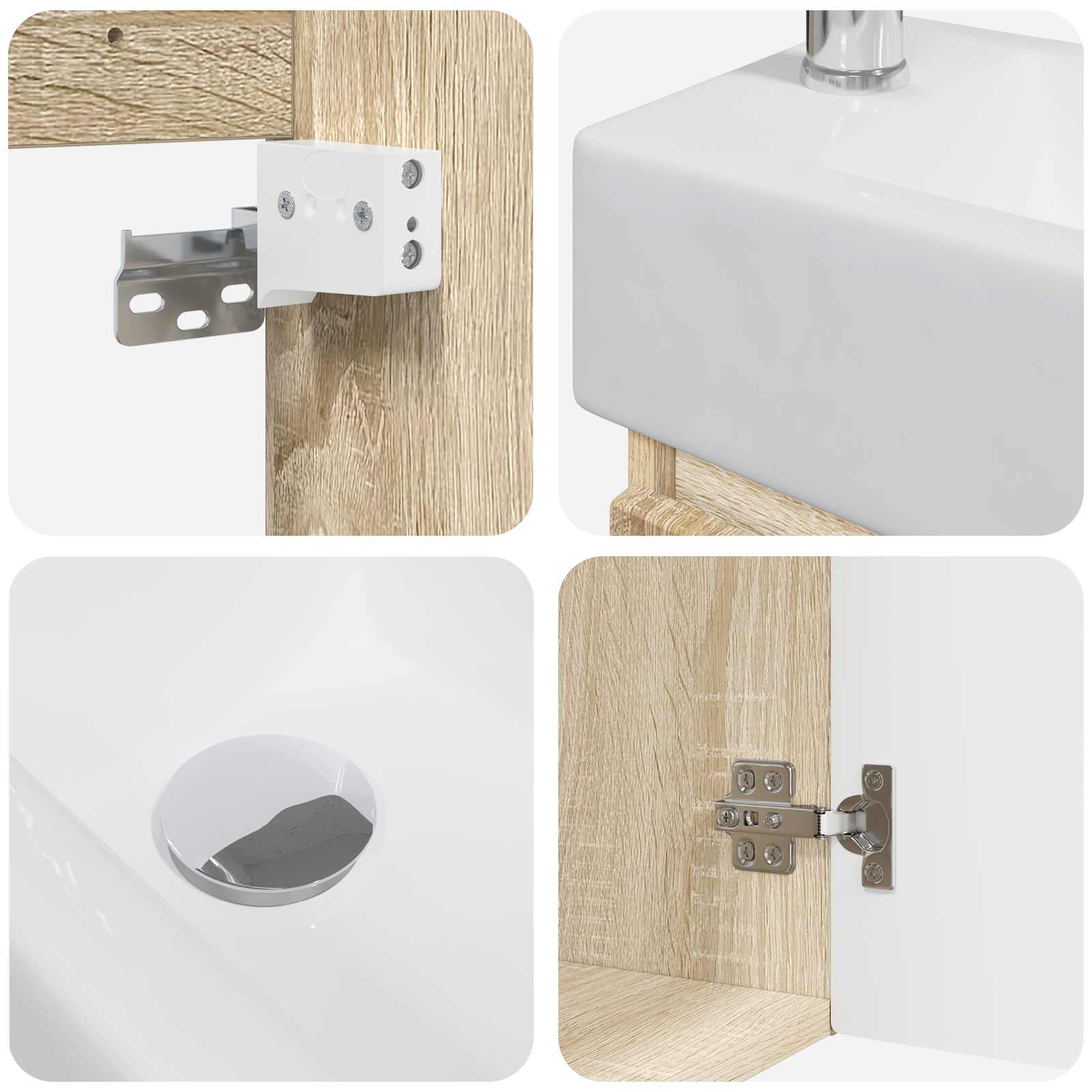 Mobile bagno con rubinetto Rovere Sonoma 45,5 x 22,5 x 84 cm | homemem39