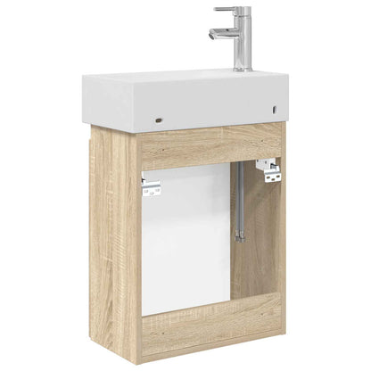 Mobile bagno con rubinetto Rovere Sonoma 45,5 x 22,5 x 84 cm | homemem39
